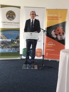 Minister for Housing, Simon Coveney, speaks at the Tabor Group's announcement of a €4.8m development of an addiction treatment center in Cork.